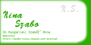 nina szabo business card
